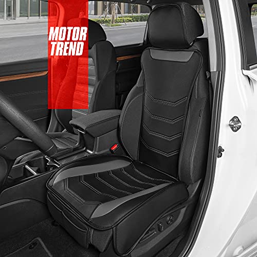 Motor Trend LuxeFit Gray Seat Covers for Cars Trucks Van SUV (2 Pack), Premium Faux Leather, Easy to Install Automotive Seat Covers with Storage Pockets, Fits Most Vehicles - color: Black/Gray