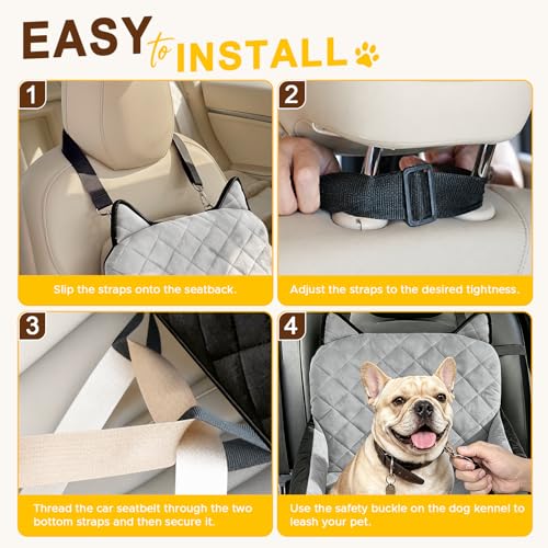 Dog Booster Car Seats for S/M Dogs Up to 35lbs,Pet Car Seat/Travel Bed with Washable&Removable Cover,Storage Pockets,Dog Safety Belt and Elevated Cushion Fits in Front/Back Seat - color: Black-Grey