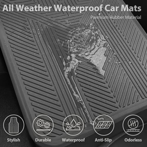 CAR PASS Universal Car Floor Mats & Cargo Liner Full Set, Waterproof Anti-Slip Rubber Trim to Fit Trunk Mats All Weather Protection Fit Car SUV Sedan Coupe Vehicle Automotive 5 Pieces, S-M Size Gray - color: Gray