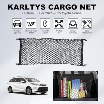 Envelope Style Cargo Net for Toyota Sienna 2026 2025 2024 2023 2022 2021, 2025 Sienna Accessories Rear Trunk Mesh Cargo Net, Elastic Heavy Duty Nylon Mesh Storage Netting Organizer - size: Toyota Sienna