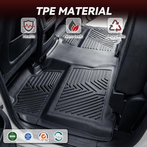 YITAMOTOR Floor Mats Compatible with 2014-2018 Chevy Silverado/GMC Sierra 1500 Crew Cab, 2015-2019 Silverado/Sierra 2500 HD/3500 HD Crew Cab, Custom Fit Liners, 1st & 2nd Row All-Weather Protection