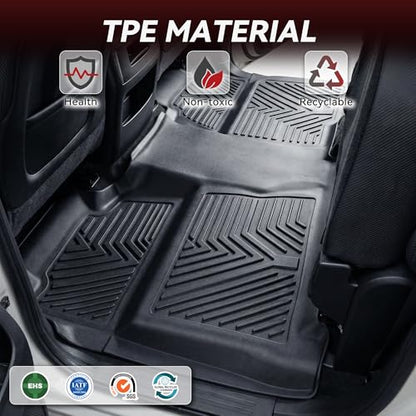 YITAMOTOR Floor Mats Compatible with 2014-2018 Chevy Silverado/GMC Sierra 1500 Crew Cab, 2015-2019 Silverado/Sierra 2500 HD/3500 HD Crew Cab, Custom Fit Liners, 1st & 2nd Row All-Weather Protection