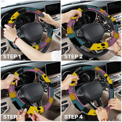 GENANY Nightmare Rag Doll Steering Wheel Cover, Non Slip Polyester Car Wheel Protector for Car SUV Truck, Universal 15 Inch - color: Drag Doll