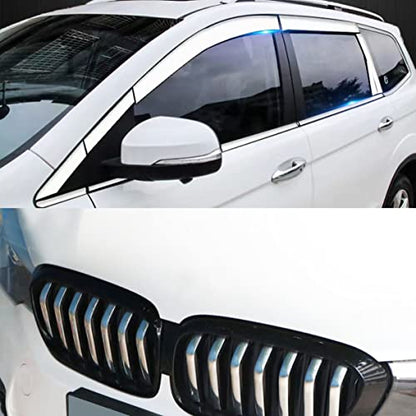 Chrome Silver Car Exterior and Interior Molding Trim Universal Bumper Window Door Body Side and Household Furniture Surfaces Decorative Strip Scratch-Proof (Width: 1 inch (25mm), Length: 8Ft)