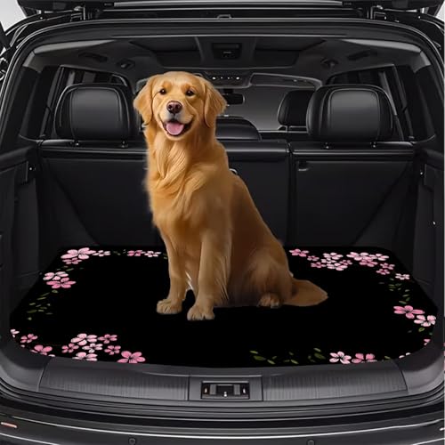 Universal Car Trunk Mat 29" x 39", Pink Cherry Blossoms All Weather Trunk Protection Cargo Liner, Durable Cargo Mat Rear Trunk Liner, Stylish Vehicle Interior Accessories Suitable for Most Car Models - color: Pink Cherry Blossoms