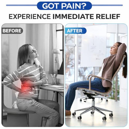 Large Gel Seat Cushion for Long Sitting, Cooling Gel Cushion for Office Chair, Tailbone Sciatica Coccyx Pain Pressure Relief Orthopedic Seat Cushion, Double Handles Non Slip Cover for Car Wheelchair