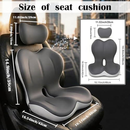 Memory Foam Truck Seat Cushion for Driving, Ergonomic Seat Cushion for Butt & Back Support, Lumbar Support Pillow for Sciatica & Tailbone Pain Relief, Coccyx Pad for Truck Drivers, Office Chair, Car