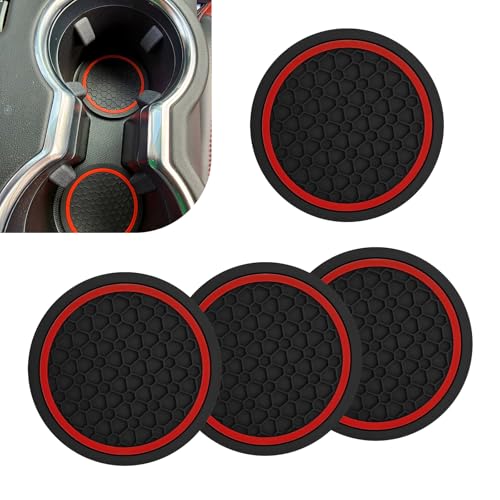 4PCS Car Cup Coasters, 2.75 Inch Cup Holder Coaster, Non-Slip Insert Auto Drink Holder, Cars Interior Accessories, Universal for Vehicles, SUVs, RVs (Red) - color: red