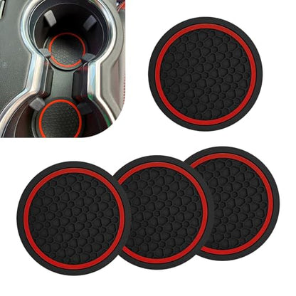 4PCS Car Cup Coasters, 2.75 Inch Cup Holder Coaster, Non-Slip Insert Auto Drink Holder, Cars Interior Accessories, Universal for Vehicles, SUVs, RVs (Red) - color: red