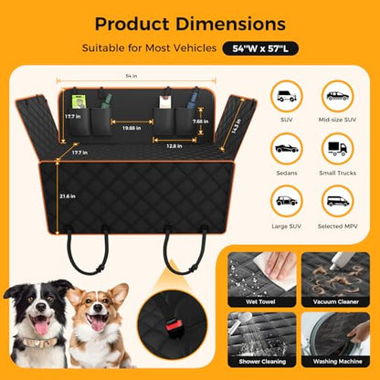 Dog Car Seat Cover for Back Seat,100% Waterproof Scratch Proof Nonslip Seat Cover,600D Heavy Duty Scratch Proof Nonslip Durable Soft Dog Hammock