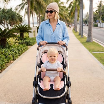 Momcozy Stroller Cooling Pad | Universal Soft Cooler Pad, Breathable & Adjustable Seat Liner | Detachable 2-Piece Cooling Cushion | Fits Strollers, Crib, High Chair, Bassinet, Swing - color: Pink