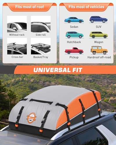 Sailnovo Rooftop Cargo Carrier Bag 21 Cubic, 1000D PVC Waterproof Vehicle Soft-Shell Carrier for Cars with/Without Roof Rack, Car Roof Storage Includes Anti-Slip Mat,10 Reinforced Straps, 6 Door Hooks