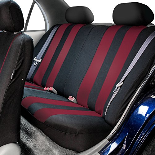 FH Group Three Row Set Striking Striped 7 Seater Car Seat Covers Airbag & Split Bench Compatible â€“ Universal Fit for Cars Trucks & SUVs Burgundy/Black - color: Burgundy, size: 3 Row/7 Seater