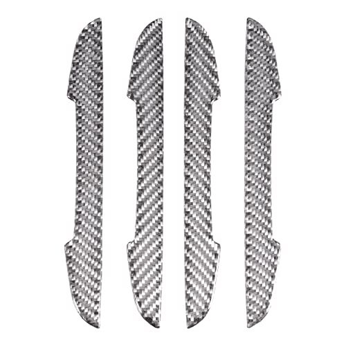4Pcs Universal Real Carbon Fiber with 2mm Twill Woven Texture Door Edge Guard Paint Scratch Bumper Protector Anti Door Slam Silver Protective Pad Sticker Film for SUV Truck