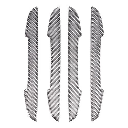4Pcs Universal Real Carbon Fiber with 2mm Twill Woven Texture Door Edge Guard Paint Scratch Bumper Protector Anti Door Slam Silver Protective Pad Sticker Film for SUV Truck