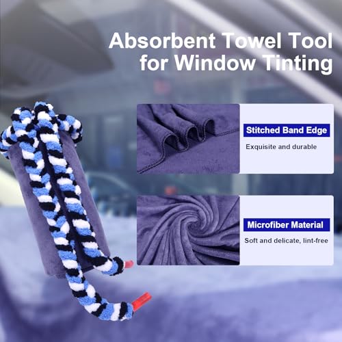 Car Window Tinting Dashboard Protecting Microfiber Towel, 2-in-1 Super Absorbent Fusion Towel Dash Cover and Soak Rope Tool for Vehicle Windshield Scratch-Free Tint Tools