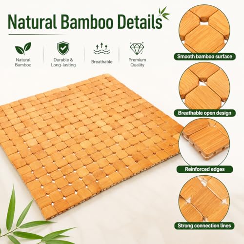 DECHOUS Natural Bamboo Chair Cushion Summer Cooling Car Seat Cover Pad for Office Chair - Breathable Seat Cushion Mat Comfort and Durability - 16.2 Inch