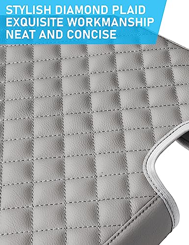 Sinvanho Center Console Armrest Cover for 2015-2025 Ford F150 F250 F350 F450 F550 with 40/20/40 Jump Seat, PU Leather Middle Console Cover Seat Box Lid Protective Cover Cushion Pad, Truck Accessories - color: Grey Edge