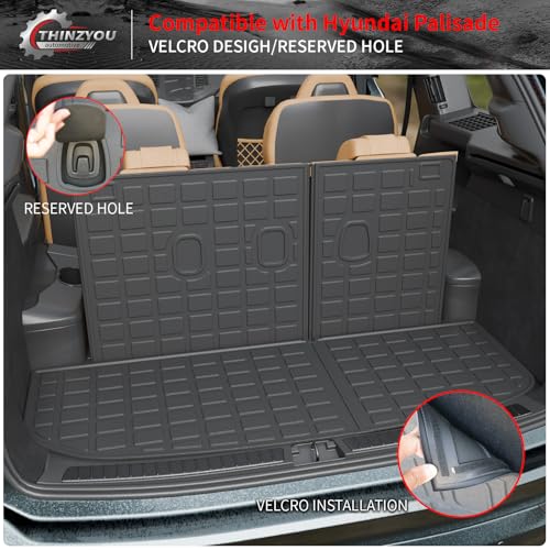 Cargo Mat Compatible with 2020-2025 Hyundai Palisade Trunk Liner Cargo Liner Lower Truck Mat Back Seat Cover Protector 2024 Palisade Accessories (Trunk Mat with Backrest Mat+Sub Truck Mat) - style: For Hyundai Palisade | 2020-2025