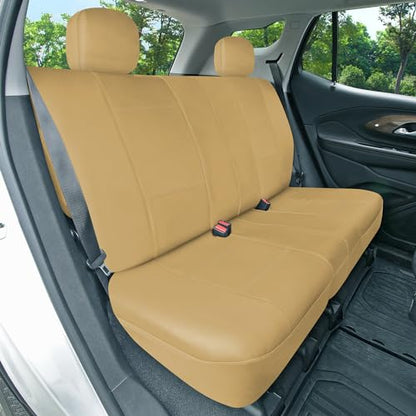 FH Group Three Row Car Seat Covers Deluxe Leatherette with 8 Seater, Airbag Compatible and Rear Split – Universal Fit for Cars Trucks & SUVs (Beige) - color: Solid Beige, style: 3 Row 8 Seater