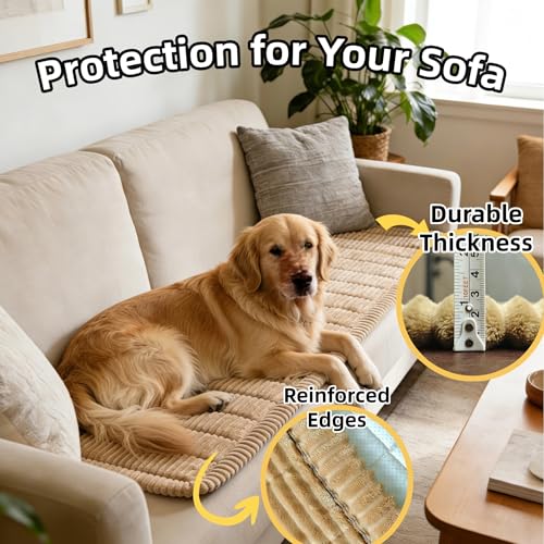 Dog Car Seat Cover, Pet Couch Covers for Car and Sofa, Non-Slip Backseat Pet Bed Mat, Machine Washable, Soft Plush Travel Seat Protector with Portable Storage Bag (Brown,23.6''×82'') - color: Brown, size: 23.6''×82''