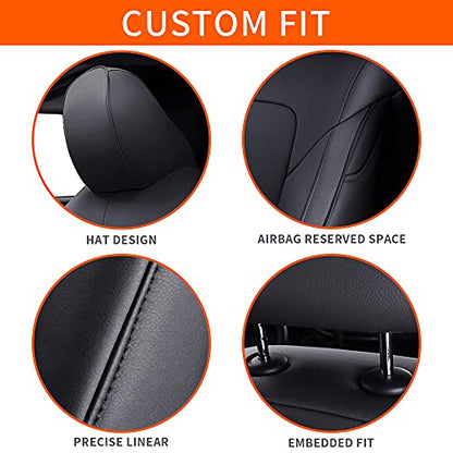 AOMSAZTO Car Seat Cover for Mazda 3 2019 2020 2021 2022 2023 2024 2025 2026 - Full Set Customized Black Faux Leather Seat Covers - color: Black, size: Mazda 3 2019-2026 Seat Covers Full Set