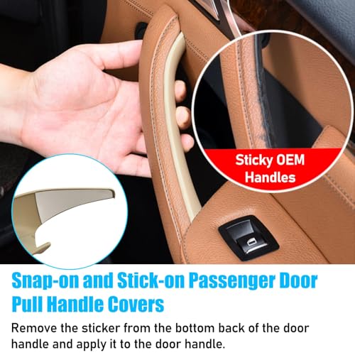 Jaronx Compatible with BMW X3 F25/X4 F26 Door Handle Cover, 4PCS Driver Side Door Armrest Pocket Insert & Interior Passenger Pull Handle Covers for BMW X3 F25 2010-2016, X4 F26 2014-2017 (Beige) - color: Beige, size: 4Pieces