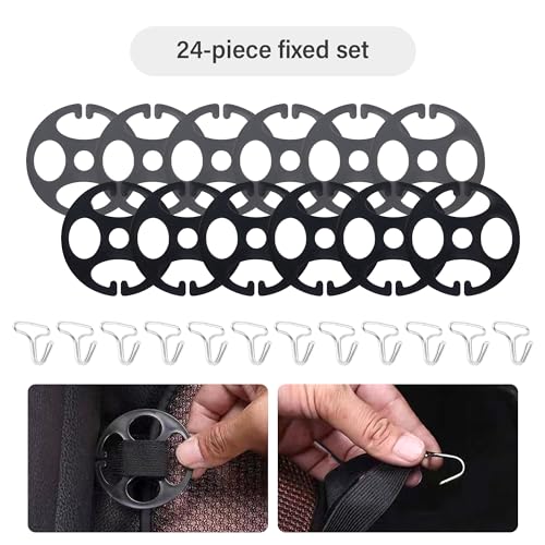 Stacool 24PCS Seat Covers for Cars Hooks,12 Plastic Car Seat Cover Chucks + 12 Metal Hooks for Car Accessories Seat Covers Replacement,Universal Car Fastener Kit Fit All Car Seat Cover