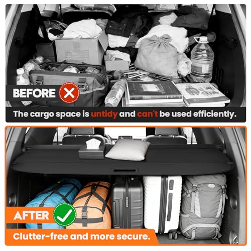 Powerty Retractable Cargo Cover for 2021-2023 Chevy Tahoe/Suburban/Cadillac Escalade ESV Luxury 3.0L/Cadillac Escalade ESV Luxury 6.2L/GMC Yukon/Yukon XL Accessories, Canvas Texture Rear Trunk Cover - size: 2021-2023 | Chevy Tahoe