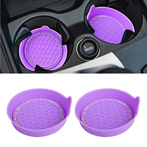 Car Cup Coaster Universal Non-Slip Cup Holders Bling Crystal Rhinestone Car Interior Accessories 2 Pack Purple - color: Purple, size: 2 Pack