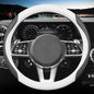 HAOTULE New Nappa Leather car Steering Wheel Cover, Universal 15 inch (White and Black) - color: White and Black