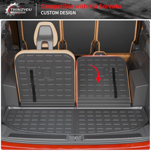 Cargo Mat Compatible with 2021-2025 2026 Kia Sorento Cargo Liner Trunk Mat Trunk Liner TPE All Weather Back Seat Cover Protector 2024 Sorento Accessories (Trunk Mat with Backrest Mat) - style: For Kia Sorento | 2021-2026