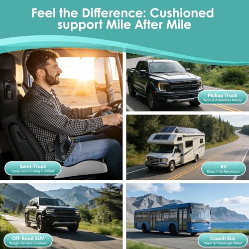 Seat Cushion for Truck Driver, Extra Large Memory Foam Car Seat Cushions for Long Driving - Orthopedic Sciatica Ease and Tailbone Pain Relief, Comfort Support for Road Trip Essentials
