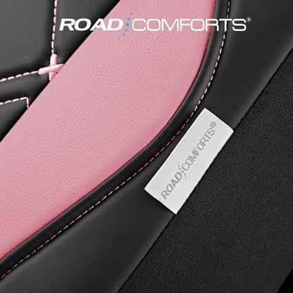 Road Comforts Seat Covers, Premium Leather Car Seat Covers Full Set for Women Girls,Airbag Compatible, Automotive Seat Covers Universal Fit Most Cars,Vans,Truck,SUV - color: Pink Full Set