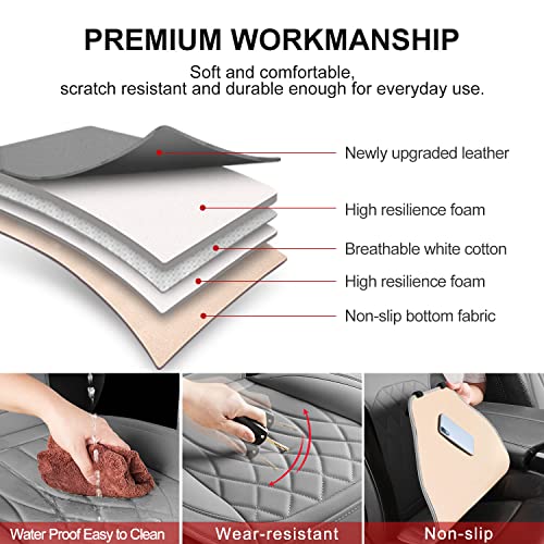 BEITK 2 Pack Leather Front Car Seat Covers, Universal Sideless Car Seat Protectors with Storage Pocket and Seat Belt Pads, Waterproof Automotive Seat Cover for Cars Trucks SUV(Grey) - color: front pair gray