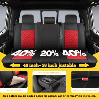 LINGVIDO Car Seat Covers Full Set (5 Seats) - Premium Perforated Nappa Leather, Waterproof Shield, Omni-Adapt Fit SUVs Sedans, Ultimate Family & Pet Protection - color: Black & Red, size: Full Set (5 Seats)