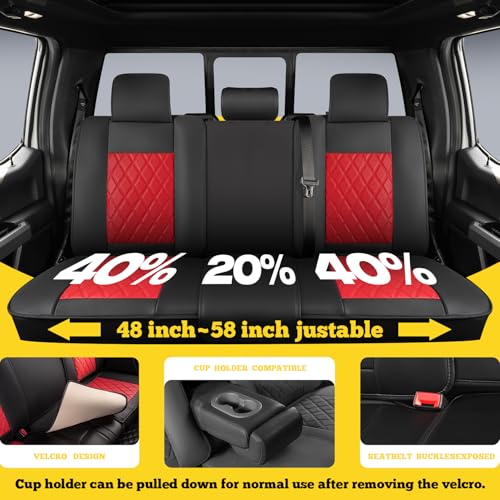 LINGVIDO Car Seat Covers Full Set (5 Seats) - Premium Perforated Nappa Leather, Waterproof Shield, Omni-Adapt Fit SUVs Sedans, Ultimate Family & Pet Protection - color: Black & Red, size: Full Set (5 Seats)