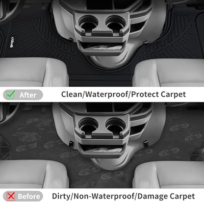 Floor Mats Fits 2007-2024 2025 Ford Econoline & E-Series E150/E250/E350/E450, TPE All Weather Protection Econoline Front Row mat, Black Van Liners mat Accessories - size: For 2007-2025 Econoline floor mat