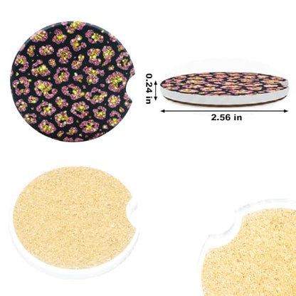 Ceramic Car Coasters, 2 Pack, 2.64" Absorbent Car Cup Holder Coasters, Cute Ceramic Car Coasters for Women, Gold Crystal Diamond Pattern - color: Gold Crystal