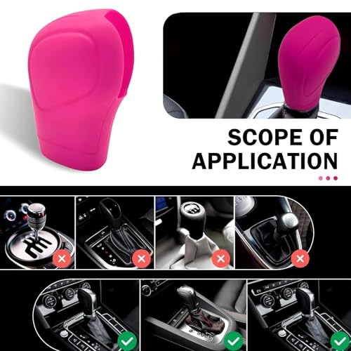 Eratus Pack-2 Car Shift Knob Cover, 2.36" x 3.15" Non-Slip and Scratch-Resistant Shifter Lever Protector, Flexible Silicone Perfect Fit Comfortable Handle Decoration, Universal for Cars (Pink)