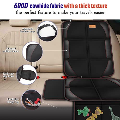 Car Seat Protector, 2 Pack of Seat Protectors, Thickest Padded 600D Fabric Padding, Waterproof, Durable, Anti Slip Backing, Child Seat Protection, Suitable for Babies, Toddlers, Children - color: Black 2