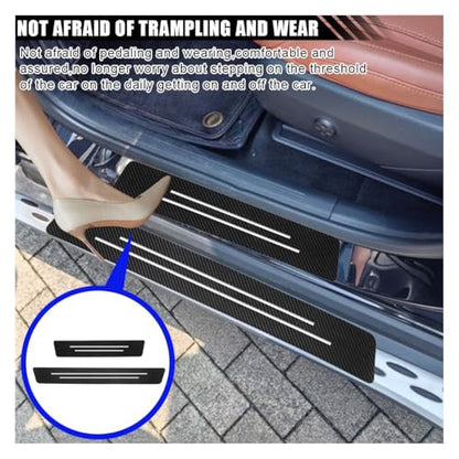 Car Door Sill Protector, Anti-Scratch Carbon Fiber Trunk Door Sill Protection Door Entry Edge Guard, Car Door Threshold Protection Sticker, Universal Vehicle Trim Cover for Car Truck SUV (9Pcs)