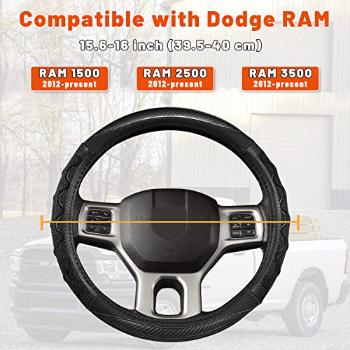 GIANT PANDA Steering Wheel Cover for Dodge Ram 1500 - Car Steering Wheel Covers for Dodge Ram 2500 3500 15.5-16 inch - Gray - color: B-Black+Gray