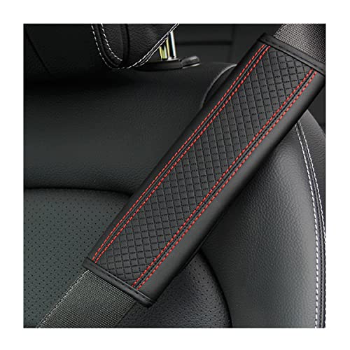zipelo 2PCS Car Seat Belt Cover, Soft Shoulder Strap Covers Harness Pads, Safety Leather Seatbelt Comfort Driving Cushion Protect Your Neck and Shoulder Universal for Car, SUV (Black/Red-1)