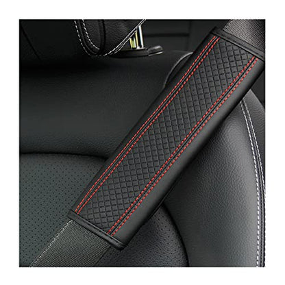 zipelo 2PCS Car Seat Belt Cover, Soft Shoulder Strap Covers Harness Pads, Safety Leather Seatbelt Comfort Driving Cushion Protect Your Neck and Shoulder Universal for Car, SUV (Black/Red-1)