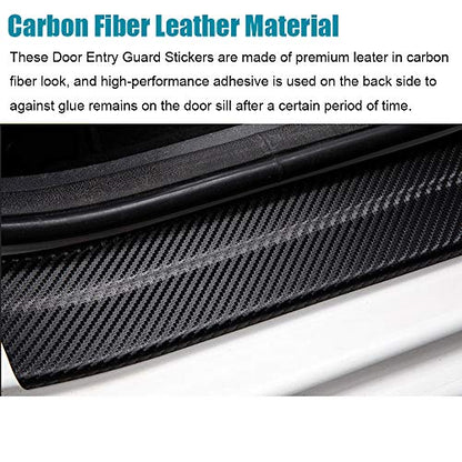 LEXLEY for Honda 2005-2023 2024 2025 2026 4-Door Civic Carbon Fiber Style Leather Door Sill Protector Anti-Dirty Scuff Plate Cover Guard Sills Protector Trim,Welcome Pedal Protect 4PCS -RED