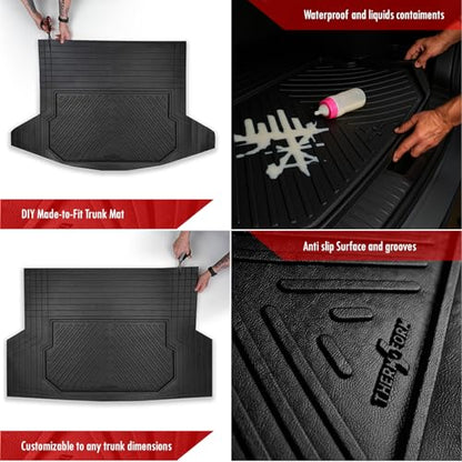 Universal Trunk Mat for SUV and Passenger Vehicles – All Weather Car Trunk Liners, Heavy Duty Rubber Cargo Liner for Back of SUV – Car Mats All Weather, Auto Floor Mats, Cargo Mat-Trunk Cover