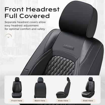 Coverado Tacoma Seat Covers Full Set, Faux Leather Custom Fit for 2024-2026 Toyota Tacoma Double/Crew Cab, Front & Rear Seat Protection (Black) - color: Black, size: Fullset（2024-2026）