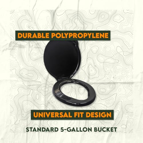 SE Portable Black Plastic Toilet Seat Lids, Fits a 5 Gallon Bucket, Great for Camping, Outdoor Activities, or for Emergencies