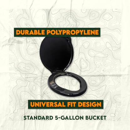 SE Portable Black Plastic Toilet Seat Lids, Fits a 5 Gallon Bucket, Great for Camping, Outdoor Activities, or for Emergencies